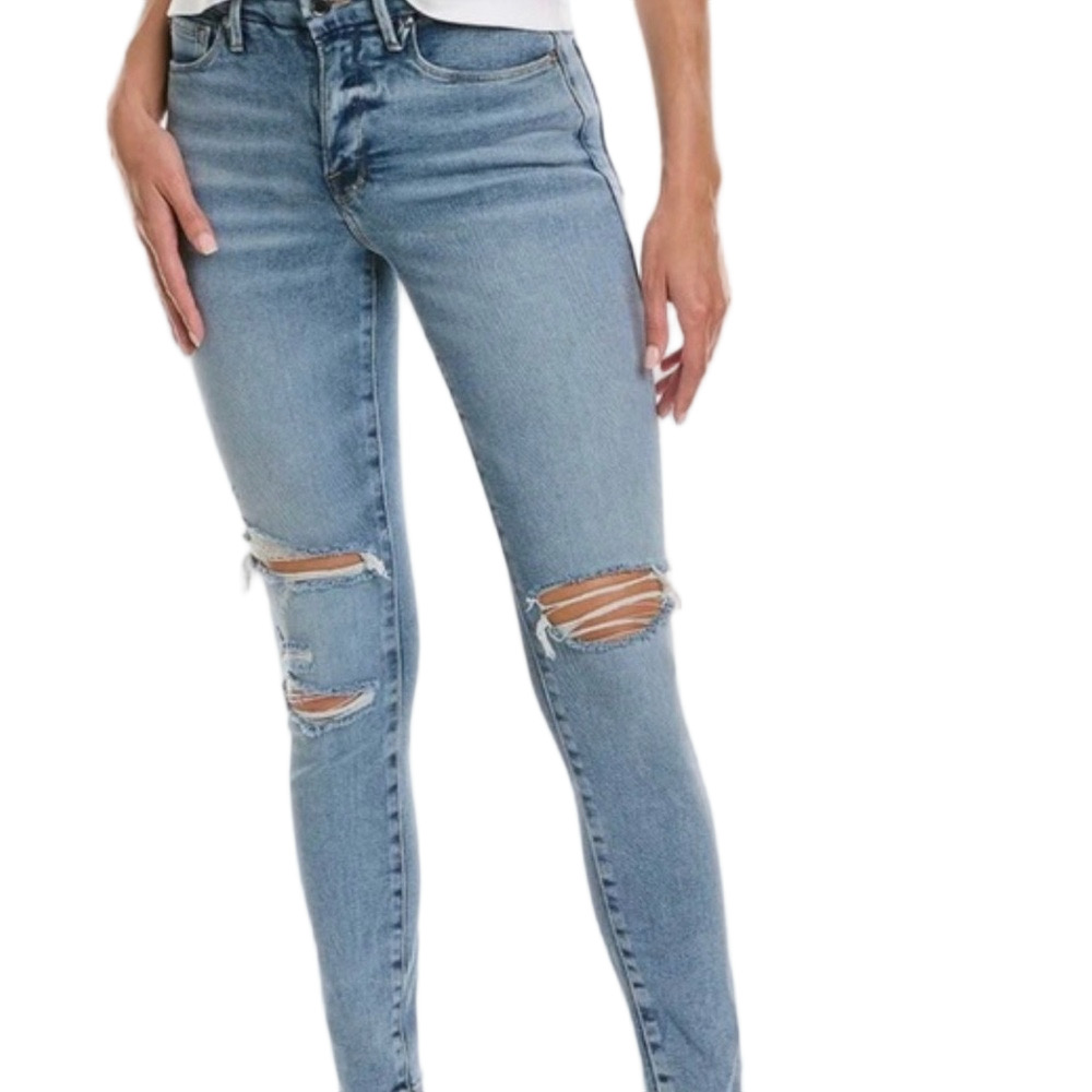🎠Good American Light Blue Ripped Skinny Jeans 2/26 GUC